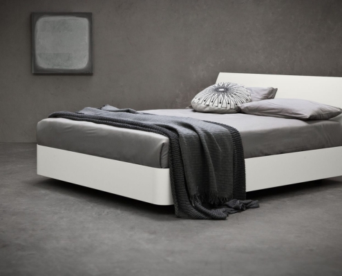 Letto contenitore con testiera rigida curva